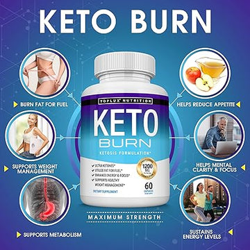 Keto Burn Pills – Advanced 1200mg Ketosis Weight Loss Fat Burner for Men & Women (60 Capsules)