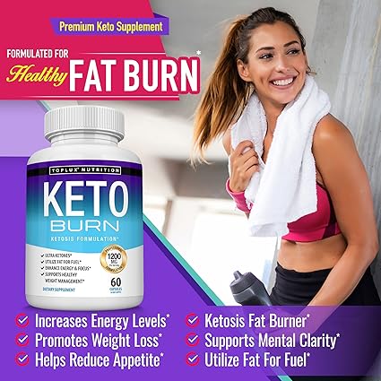 Keto Burn Pills – Advanced 1200mg Ketosis Weight Loss Fat Burner for Men & Women (60 Capsules)