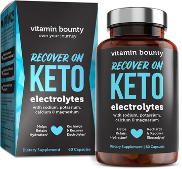 Recover On Keto Electrolytes - Keto Supplements, Keto Electrolytes Pills, Electrolyte Supplement, Keto Vitamins, Sugar Free Hydration, Boost Energy, Workout Recovery - 60 Capsules