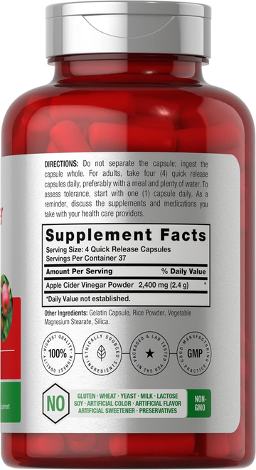 Apple Cider Vinegar Capsules | 2400mg | 150 Count | Non-GMO, Gluten Free Supplement