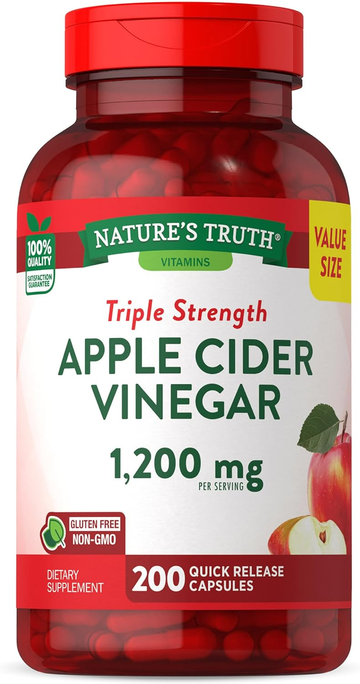 Apple Cider Vinegar Capsules | 1200mg | 200 Pills | Extra Strength | Value Size | Non-GMO, Gluten Free Supplement