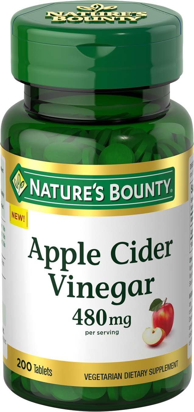 Apple Cider Vinegar 480mg Pills, Vegetarian Supplement Plant Based, 200 Tablets