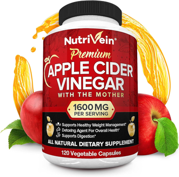Apple Cider Vinegar Capsules with Mother - 1600mg - 120 Vegan Pills - Supports Healthy Diet, Digestion, Keto, Cleanser - Best Supplement for Immune System - ACV Raw