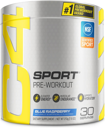 Sport Pre Workout Powder Blue Raspberry - Pre Workout Energy with Creatine + 135mg Caffeine and Beta-Alanine Performance Blend - NSF Certified for Sport 30 Servings